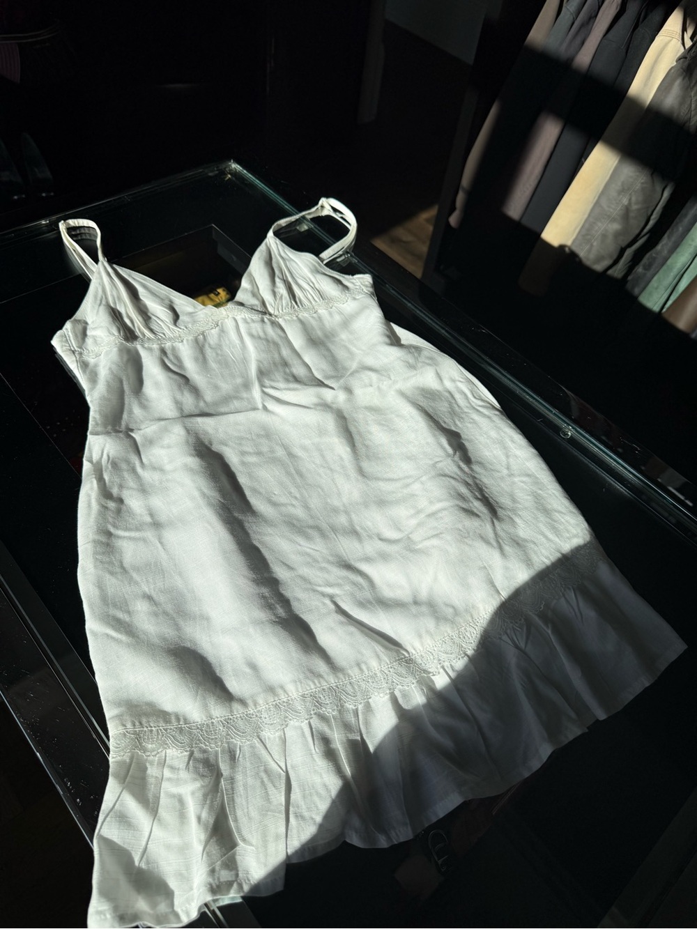Motel Rocks White Spaghetti-Strap Ruffle-Hem Mini Dress - Picture 6 of 11